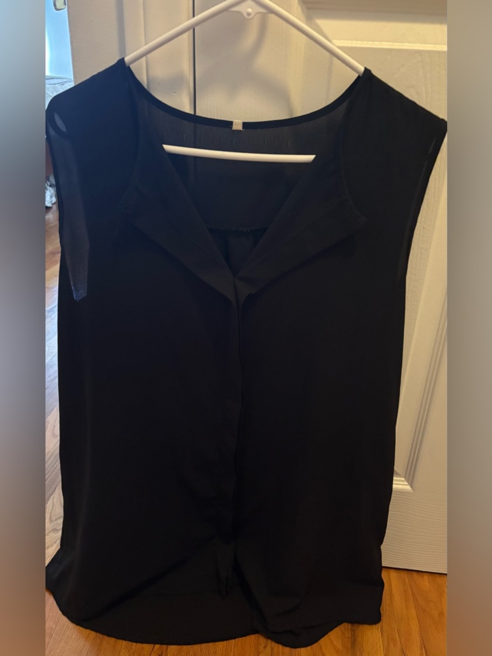 Sleeveless Black Chiffon Blouse